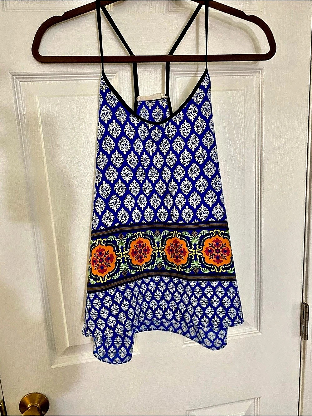 Love Tree Women's Printed Mini Dress in Blue & White Size Large